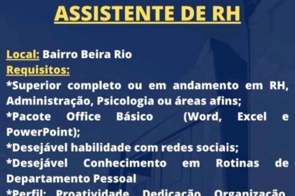 Vaga para Assistente de RH