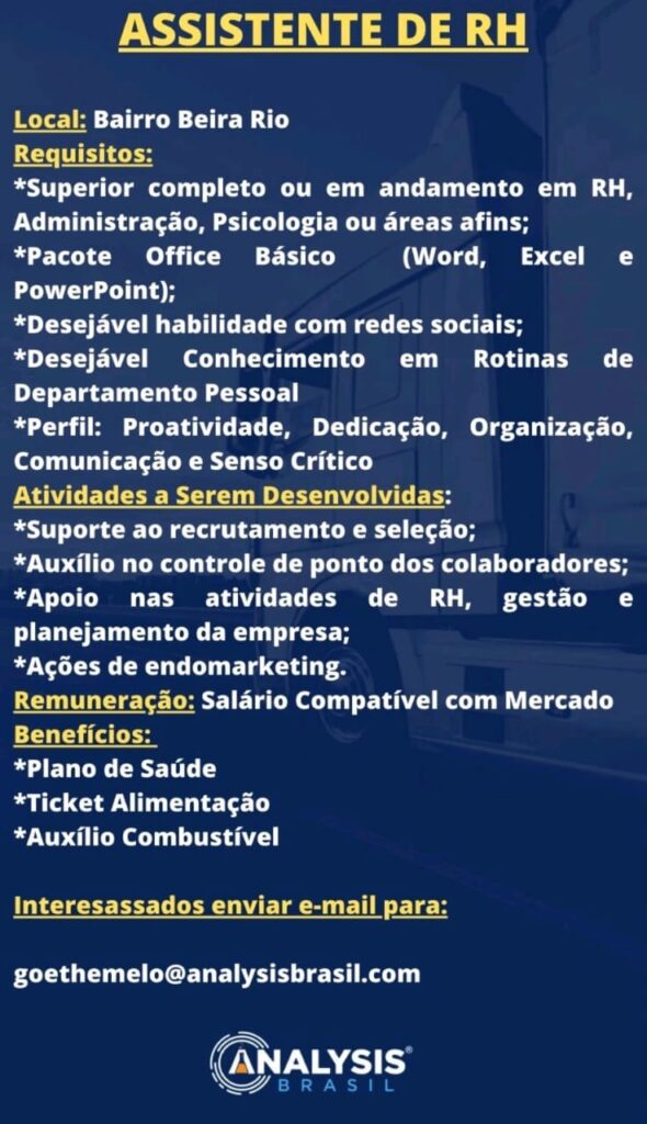 Vaga para Assistente de RH