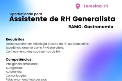 Vaga para Assistente de RH Generalista