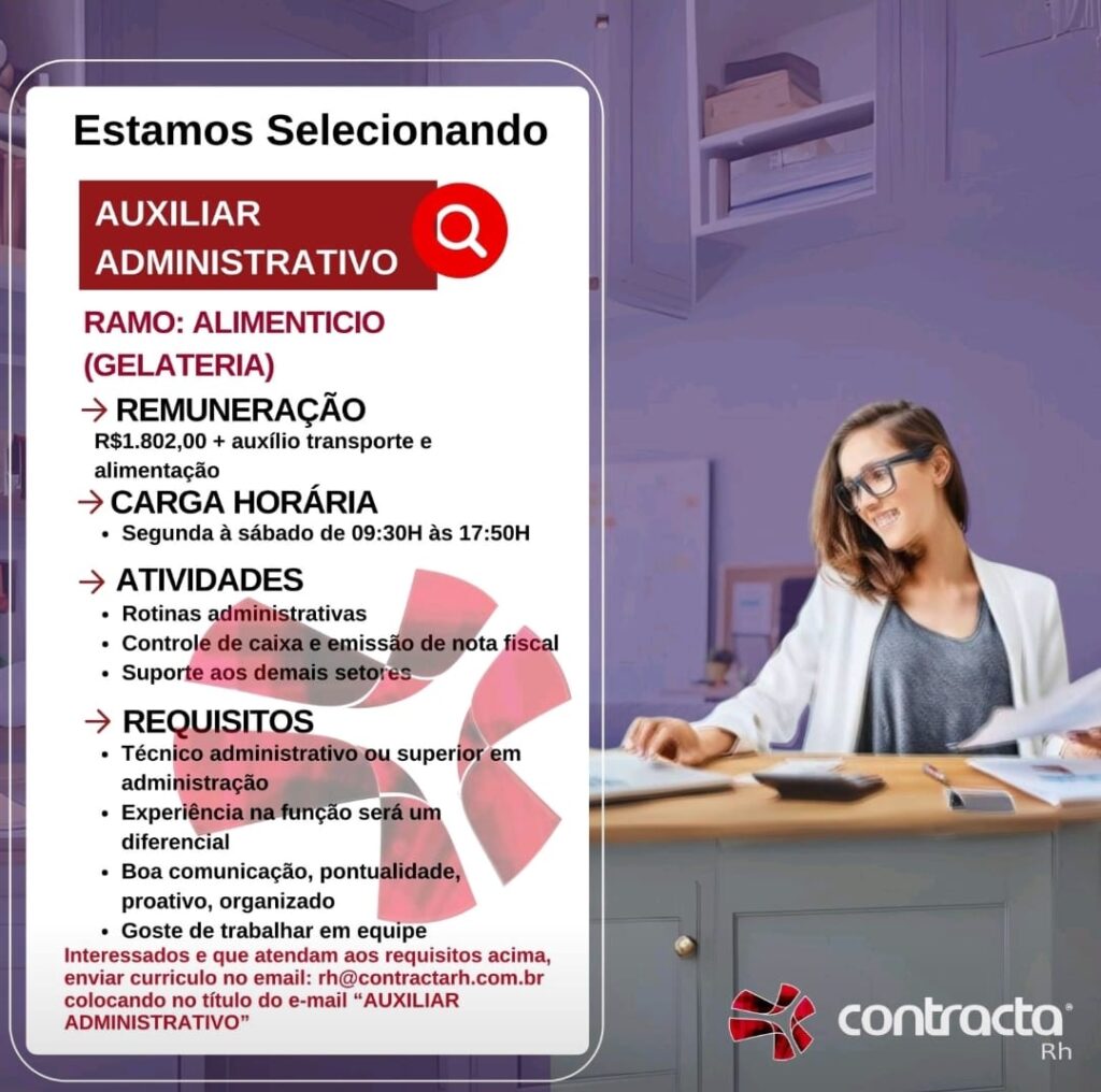 Vaga para Auxiliar Administrativo