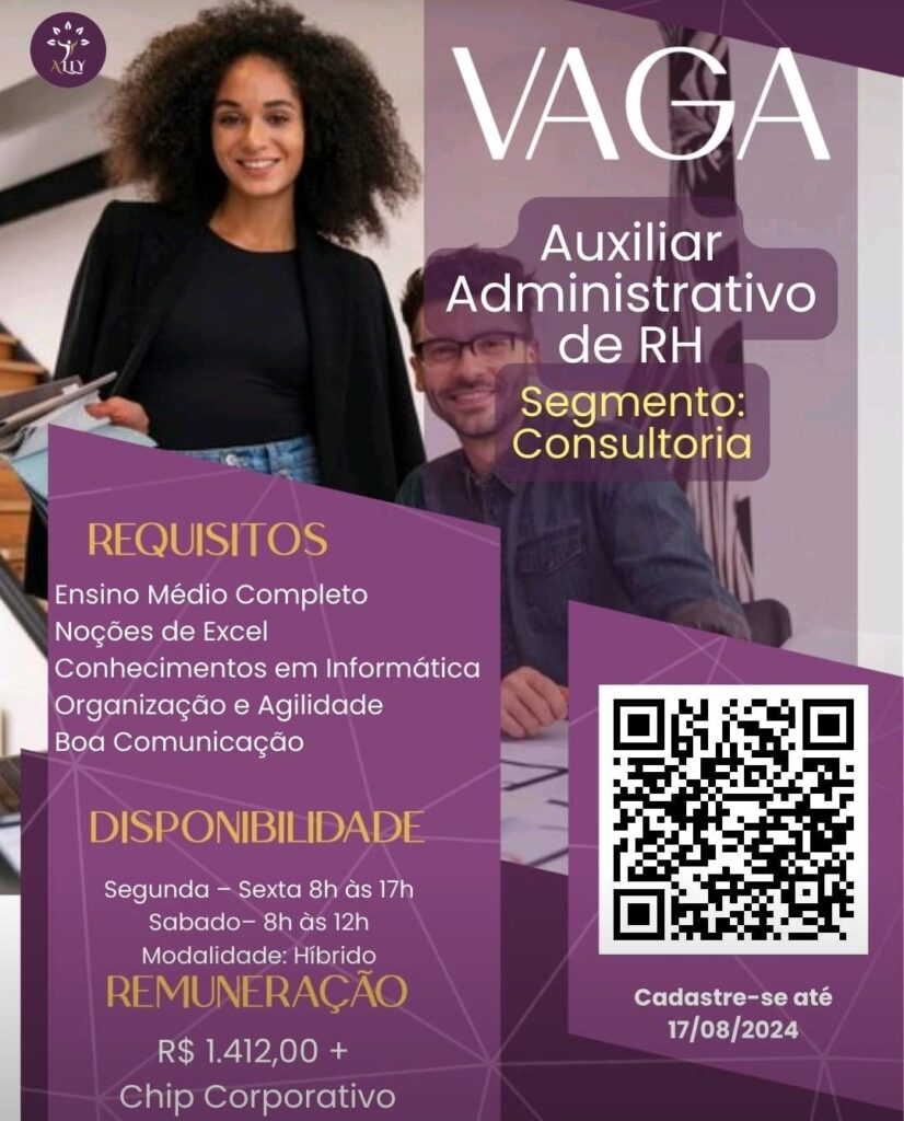 Vaga para Auxiliar Administrativo de RH