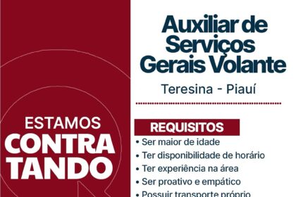 Vaga para Auxiliar de Serviços Gerais