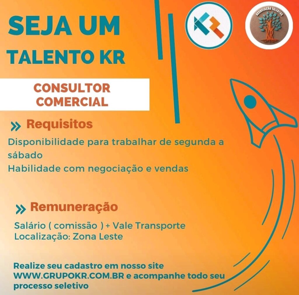 Vaga para Consultor Comercial