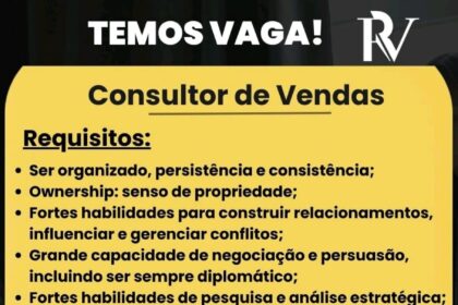 Vaga para Consultor de Vendas