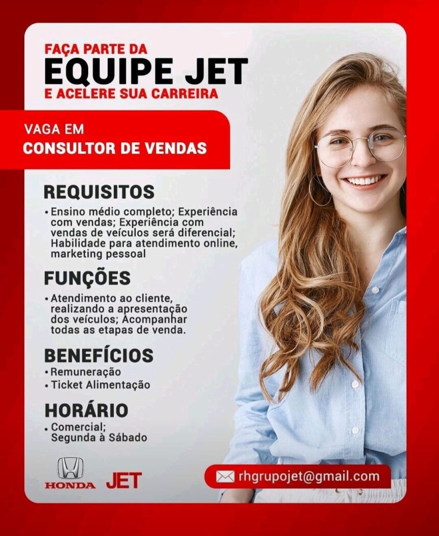 Vaga para Consultor de Vendas