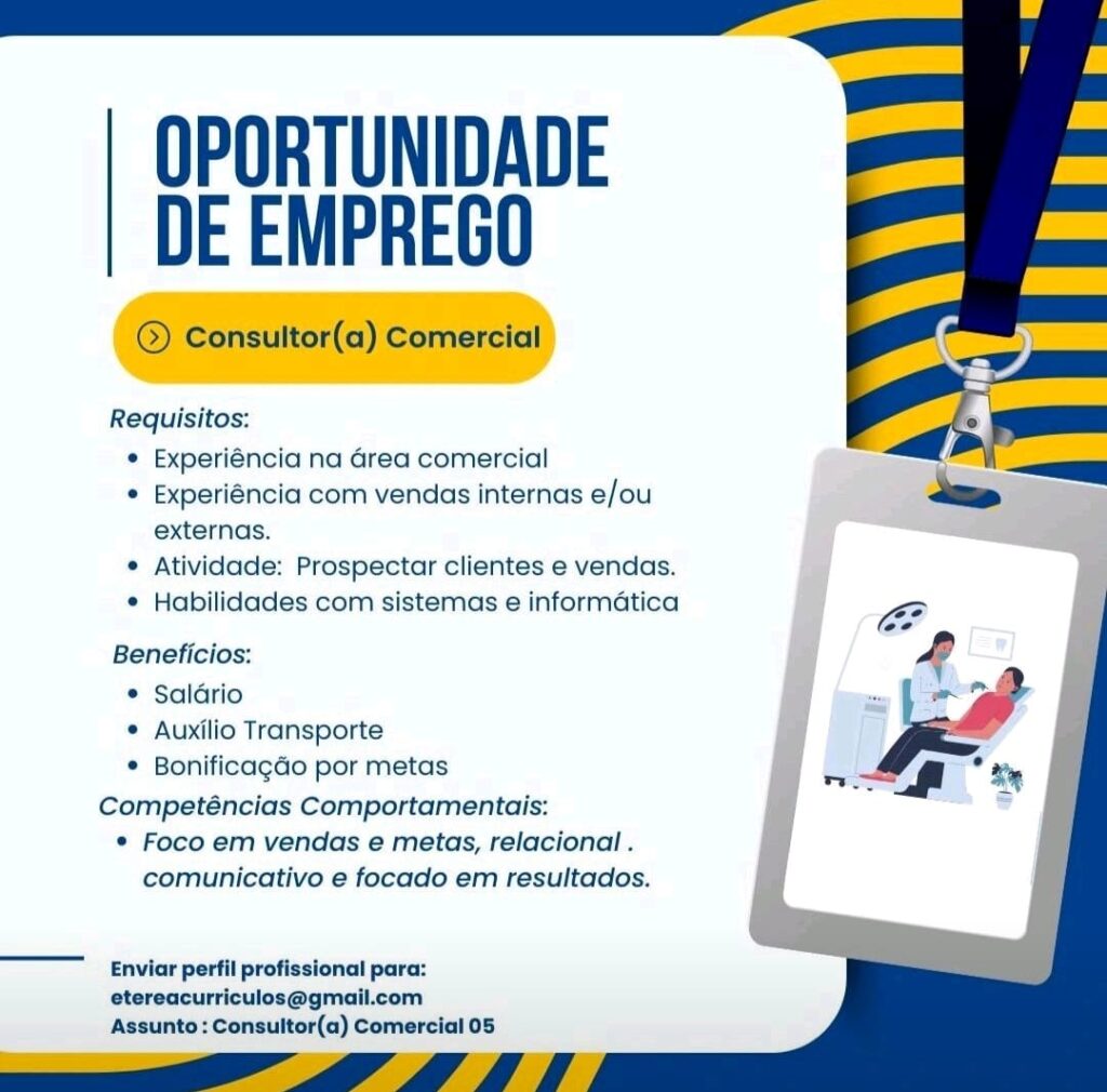 Vaga para Consultor(a) Comercial