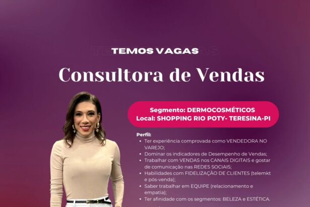 Vaga para Consultora de Vendas