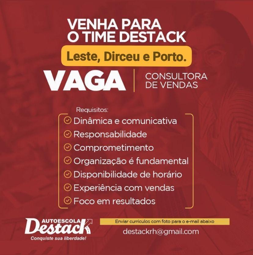 Vaga para Consultora de Vendas