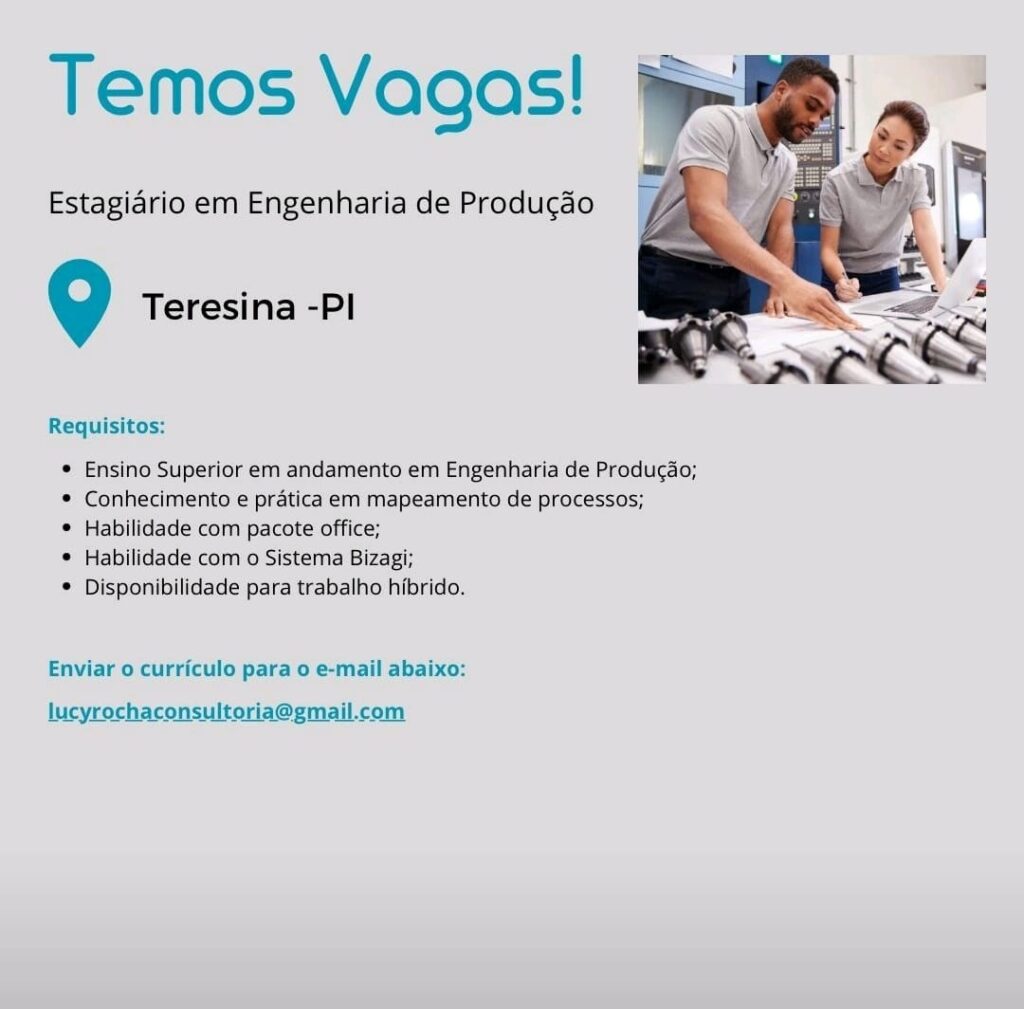 Vaga para Estágio de Engenharia de Produção