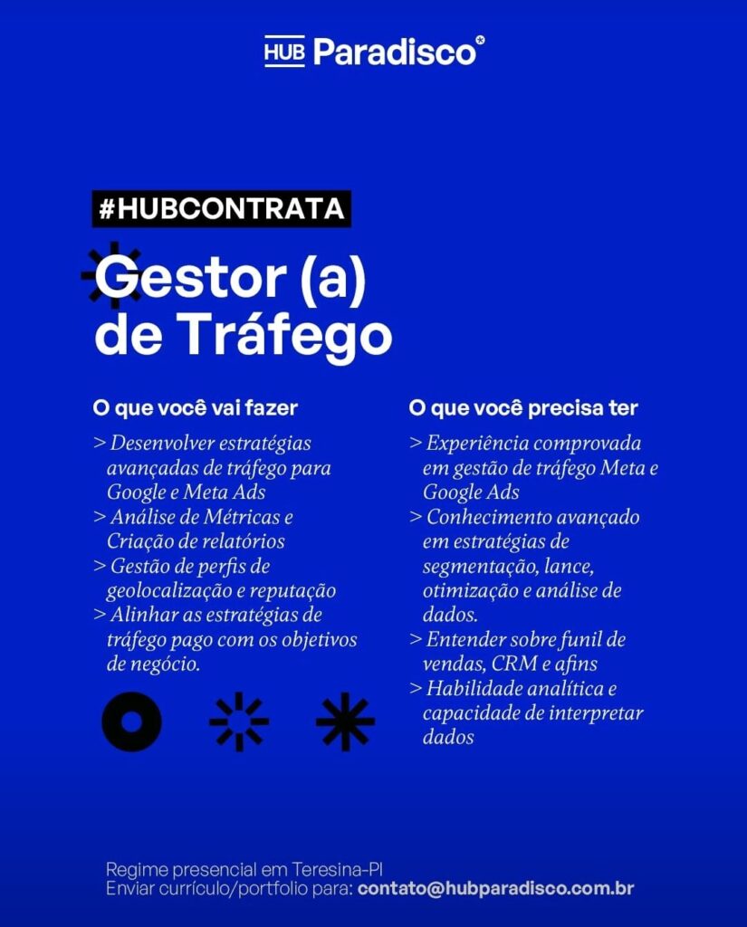 Vaga para Gestor(a) de Tráfego