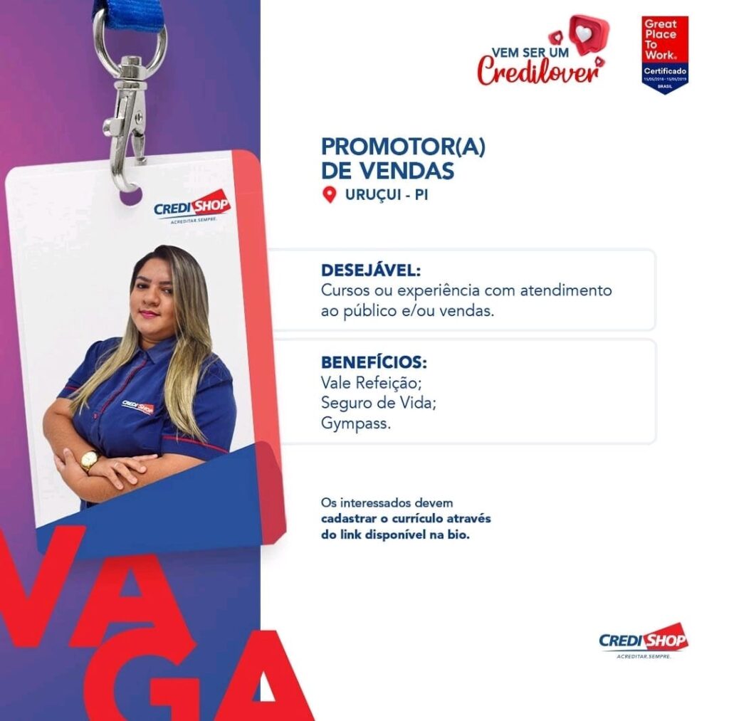 Vaga para Promotor(a) de Vendas em Uruçuí