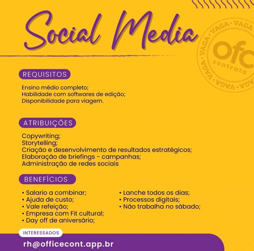 Vaga para Social Media