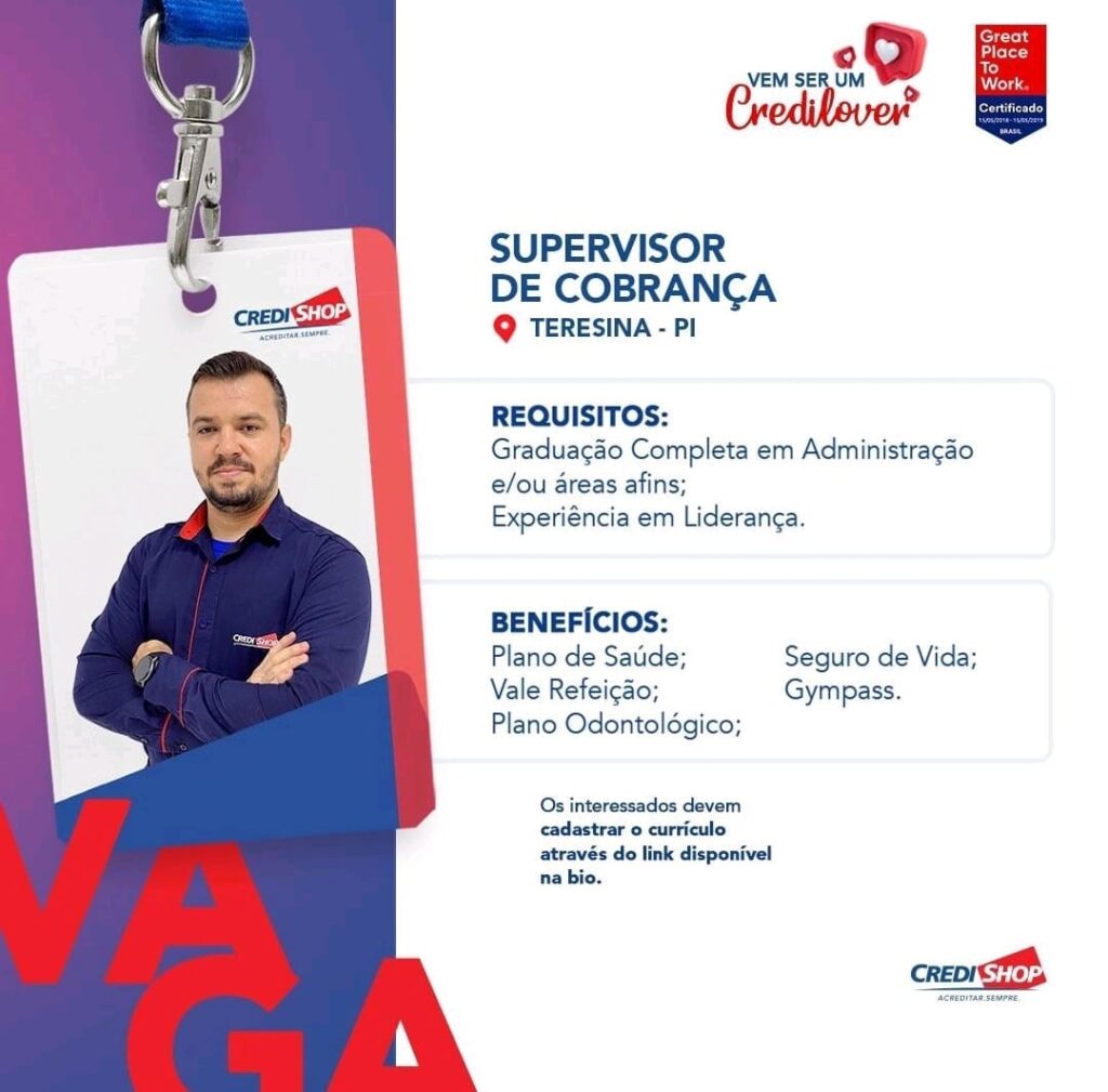 Vaga para Supervisor de Cobrança