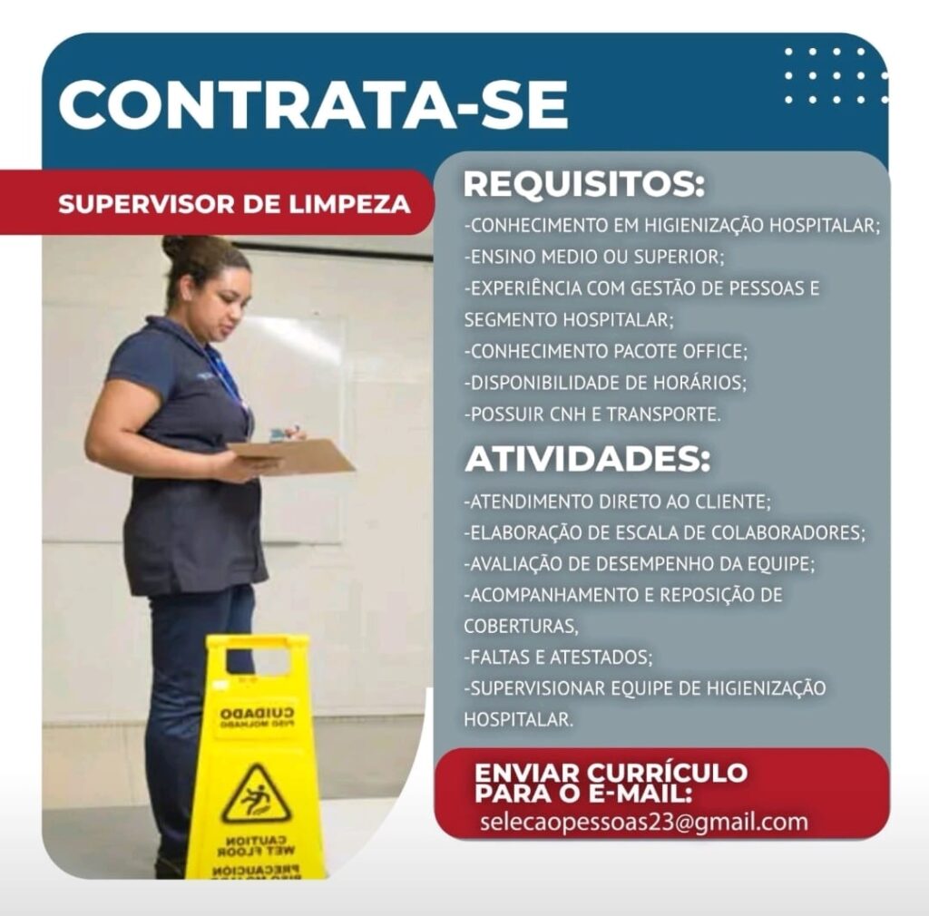 Vaga para Supervisor de Limpeza