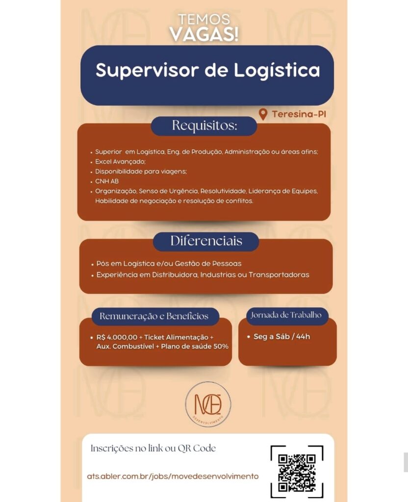 Vaga para Supervisor de Logística