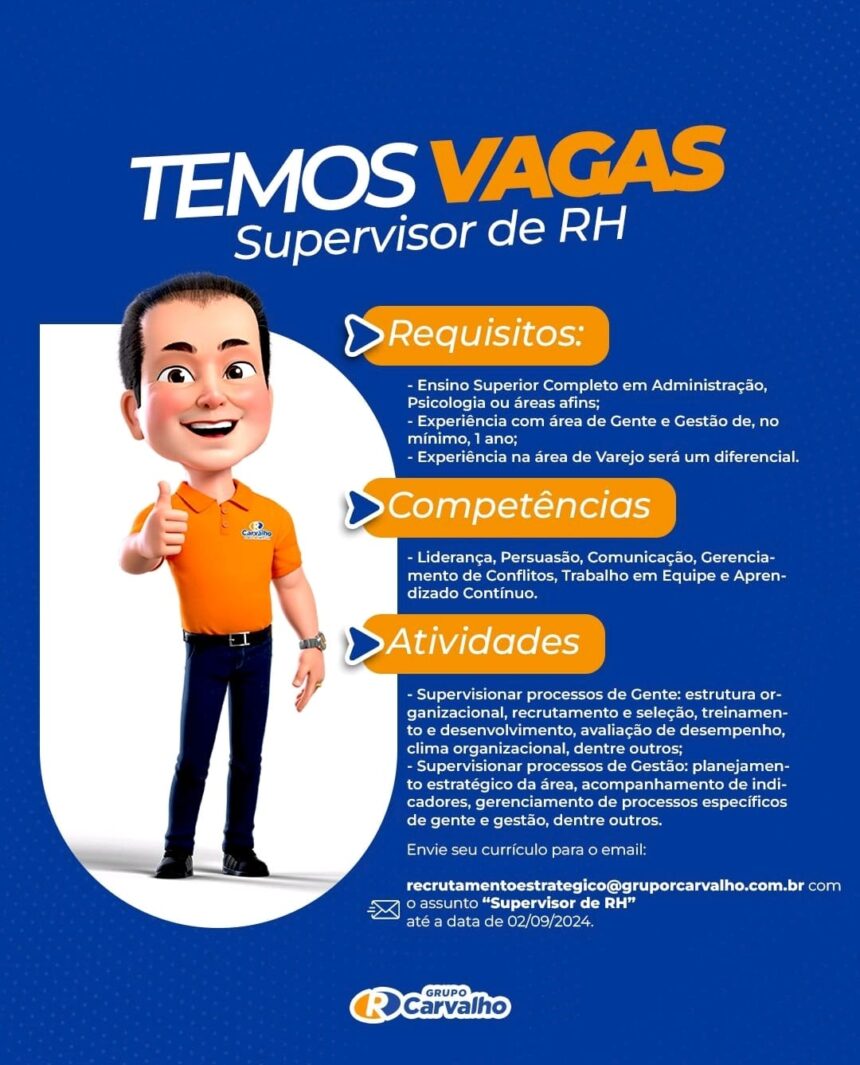 Vaga para Supervisor de RH
