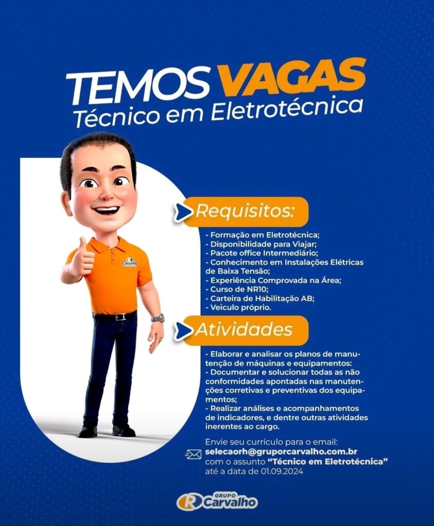 Vaga para Técnico de Eletrotécnica