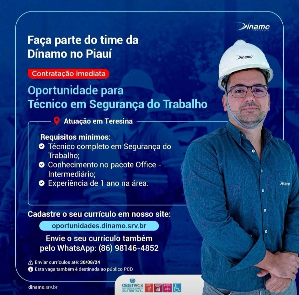 Vaga para Técnico em Segurança do Trabalho