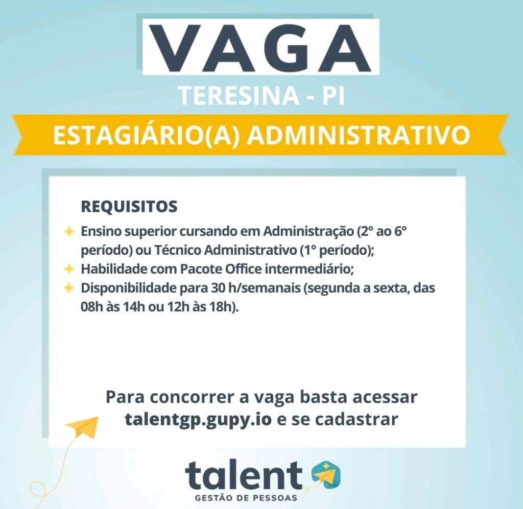 Vaga de Estágio para Administração