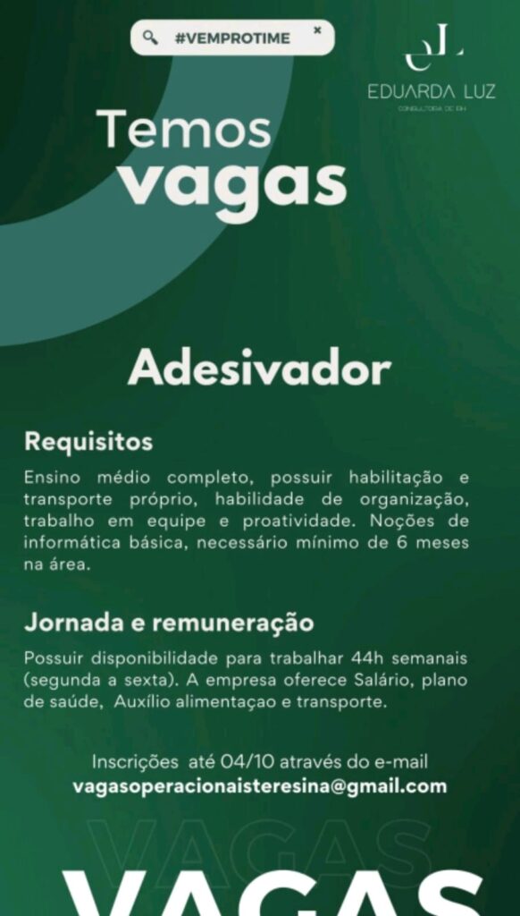 Vaga para Adesivador