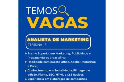 Vaga para Analista de Marketing