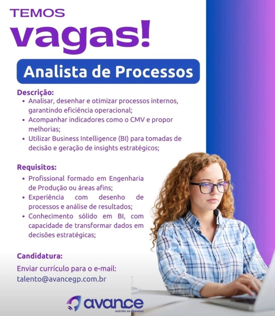 Vaga para Analista de Processos