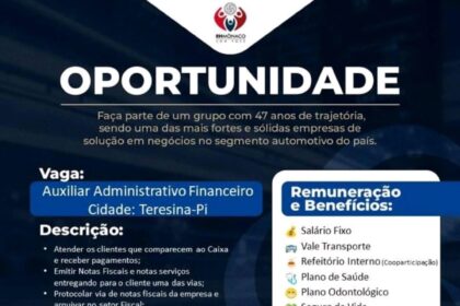 Vaga para Auxiliar ADM/Financeiro