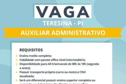 Vaga para Auxiliar Administrativo