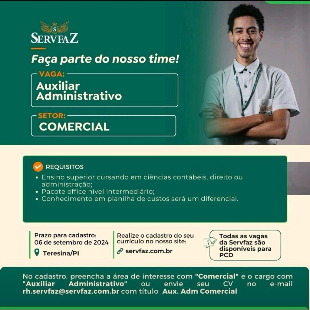 Vaga para Auxiliar Administrativo