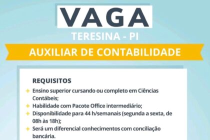 Vaga para Auxiliar de Contabilidade