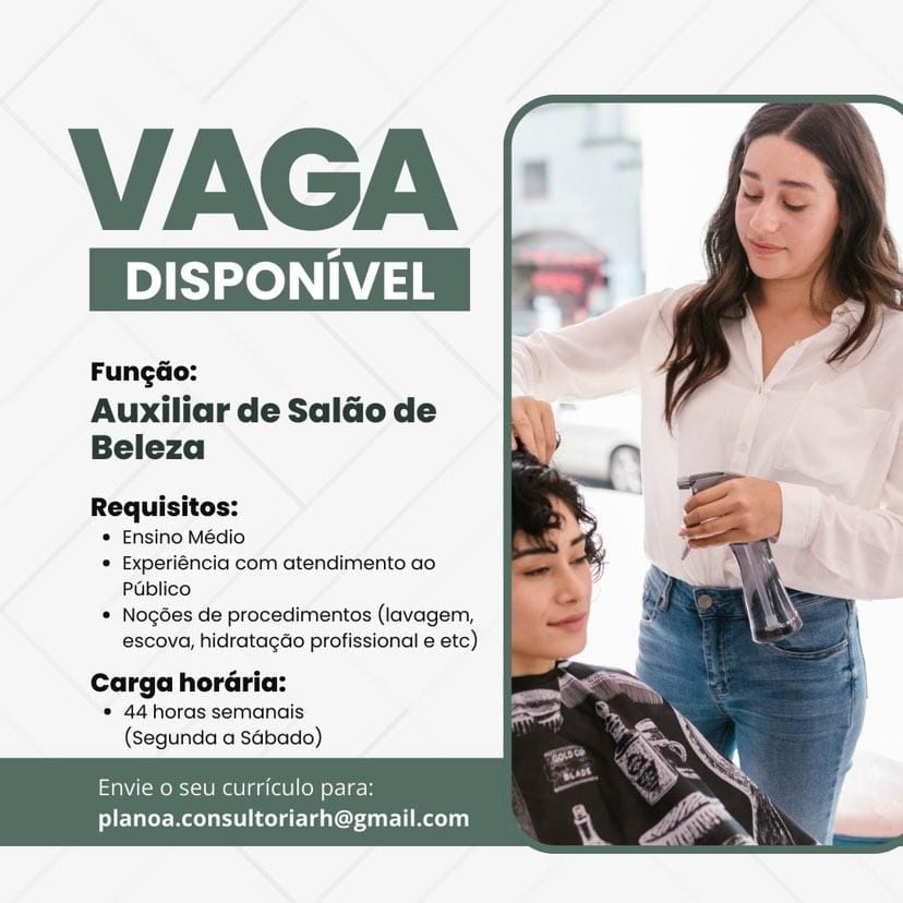 Vaga para Auxiliar de Salão de Beleza