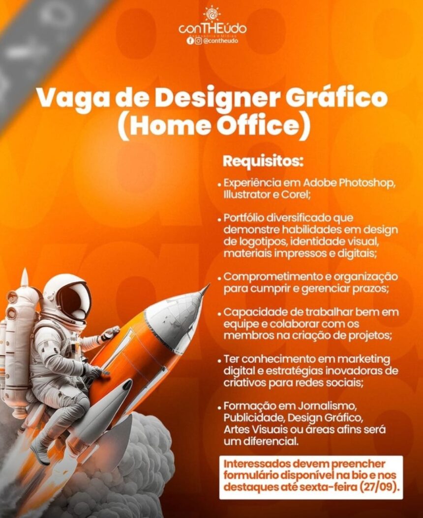 Vaga para Designer Gráfico (Home Office)
