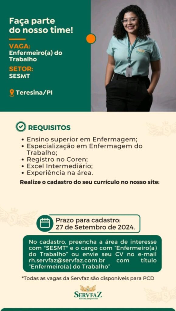 Vaga para Enfermeiro(a) do Trabalho