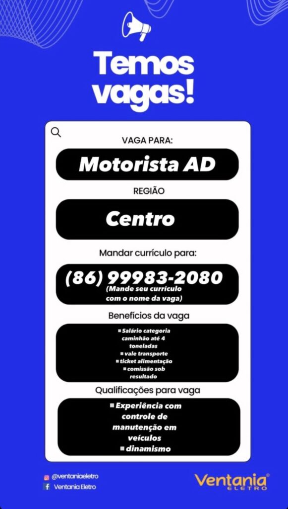 Vaga para Motorista AD