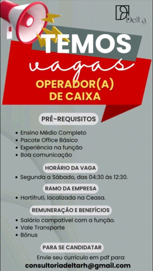 Vaga para Operador(a) de Caixa