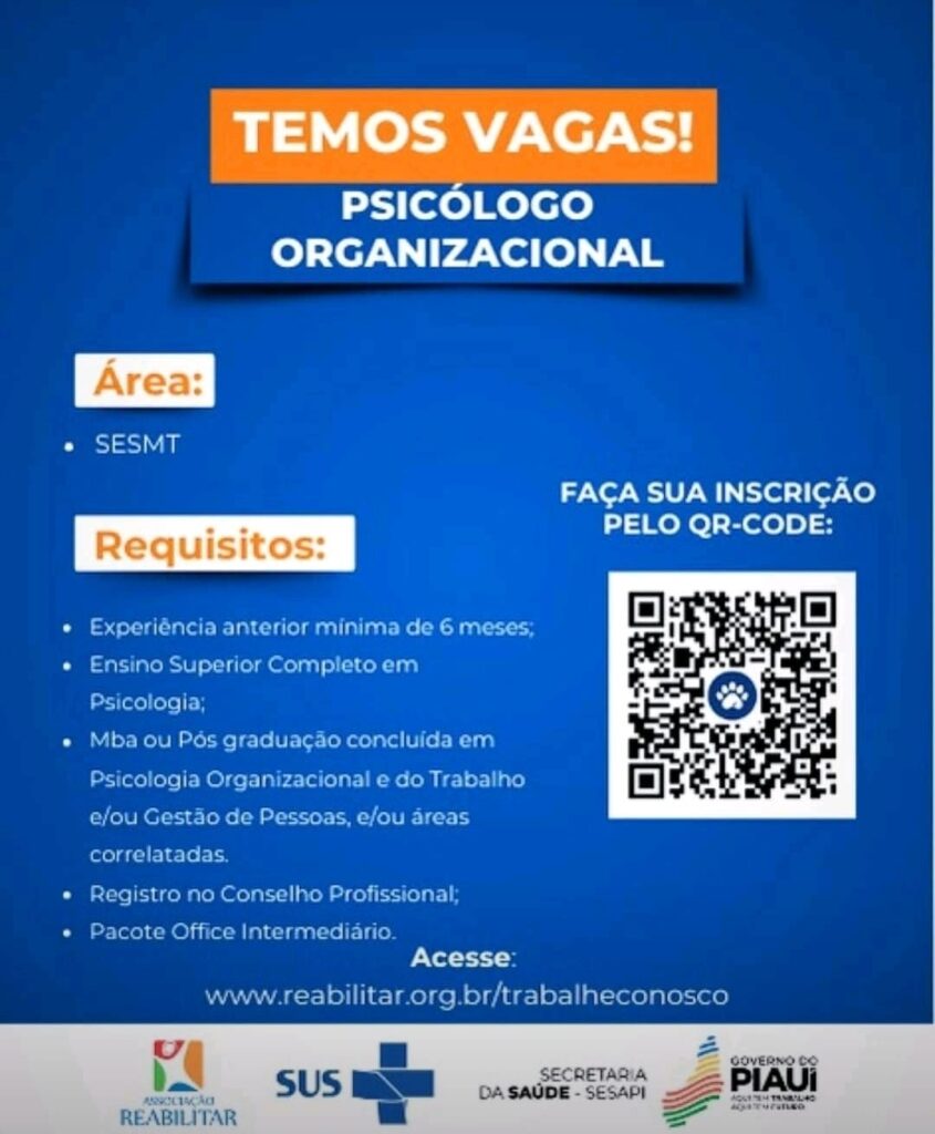 Vaga para Psicólogo Organizacional