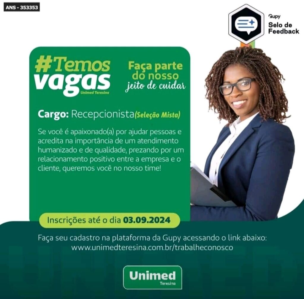 Vaga para Recepcionista