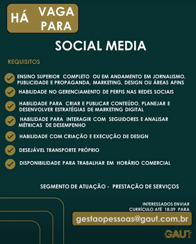 Vaga para Social Media