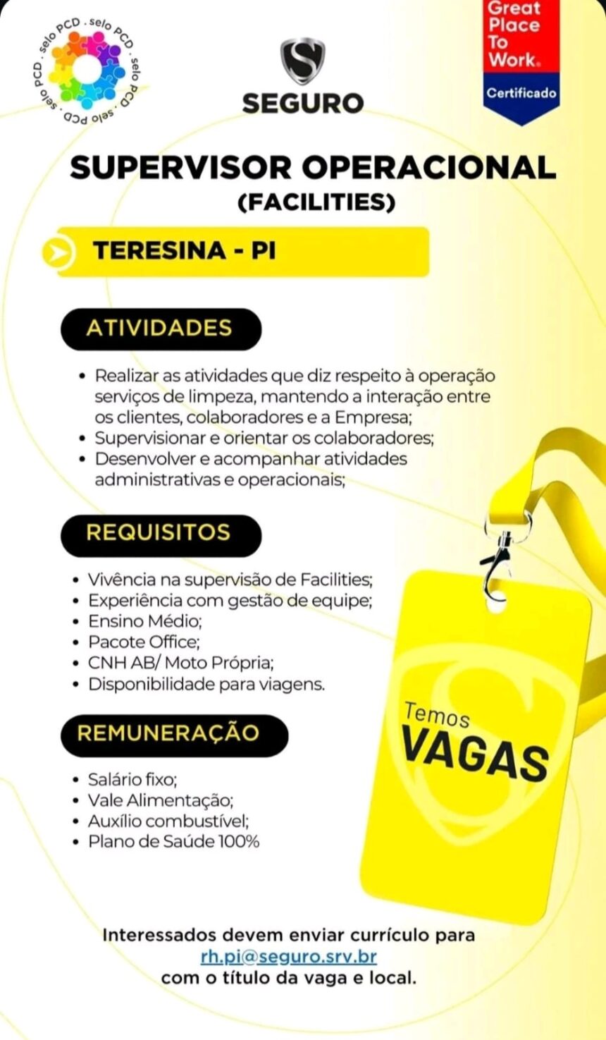 Vaga para Supervisor Operacional
