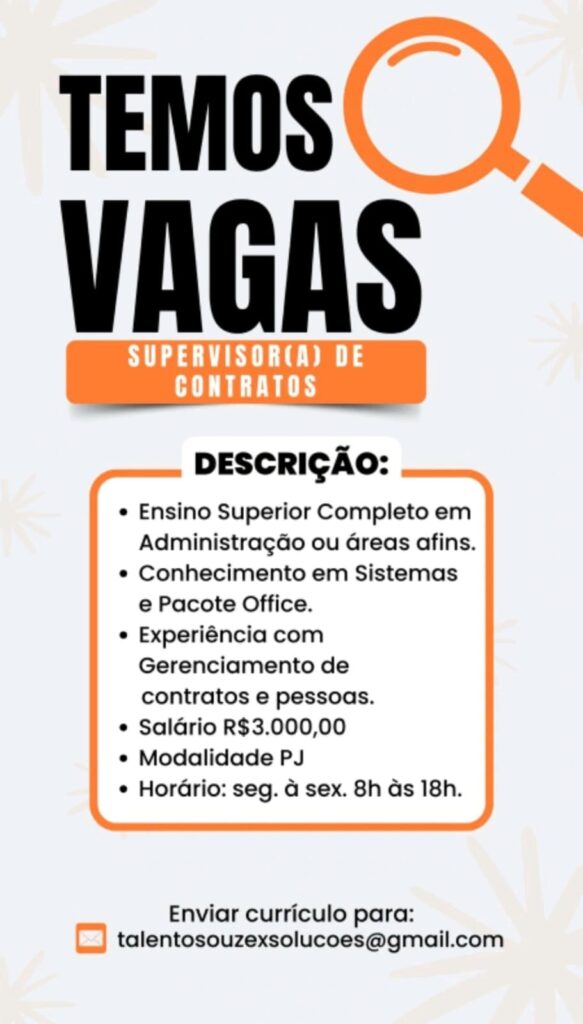 Vaga para Supervisor(a) de Contratos