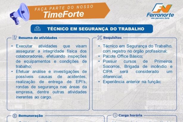 Vaga para Técnico em Segurança do Trabalho