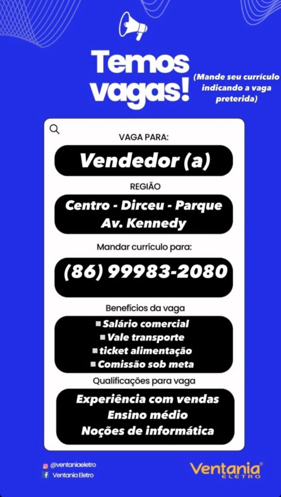 Vaga para Vendedor(a)