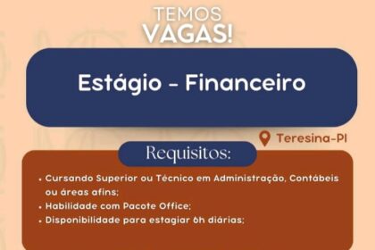 Vaga de Estágio para Financeiro