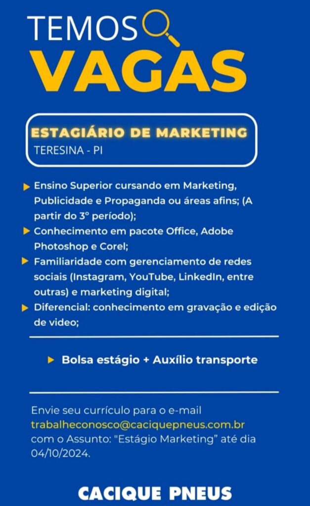 Vaga de Estágio para Marketing