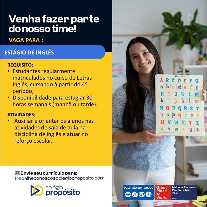 Vaga de estágio para Inglês