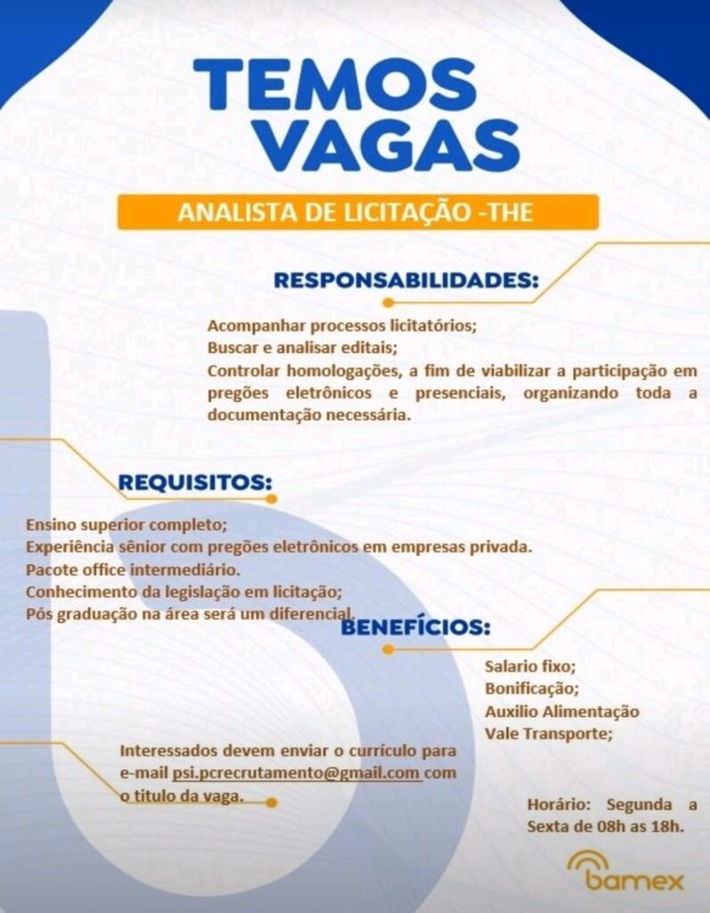 Vaga para Analista de Licitação