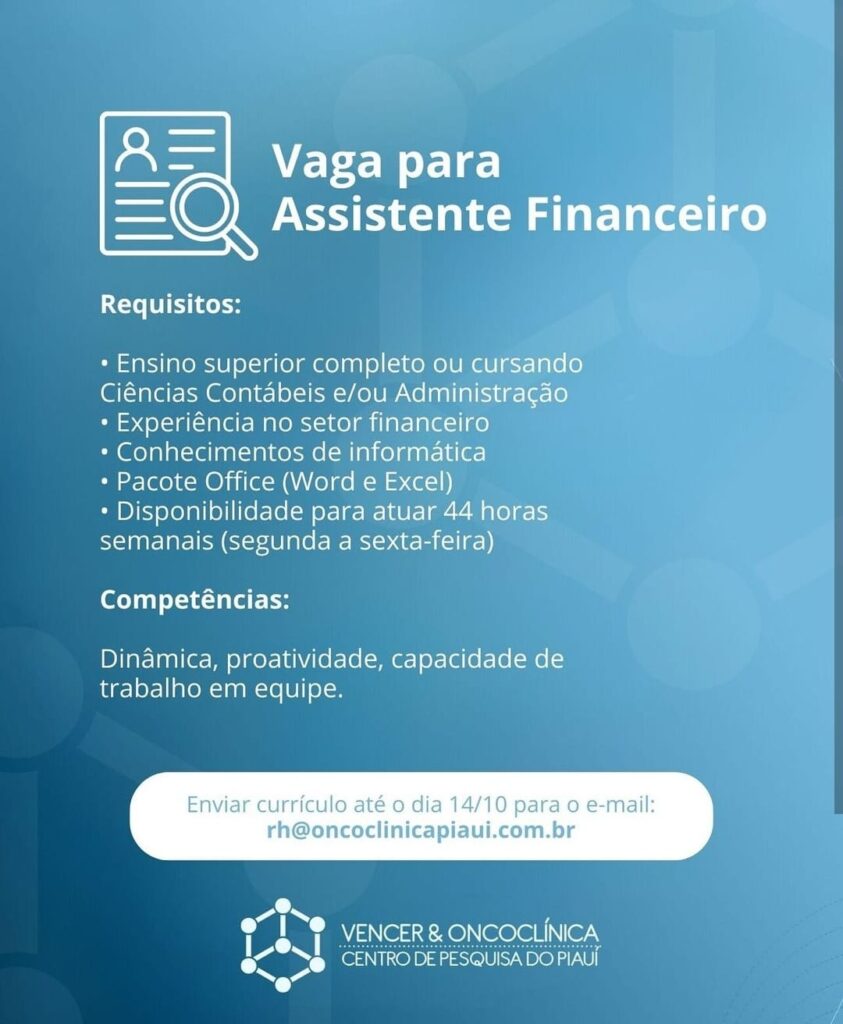 Vaga para Assistente Financeiro