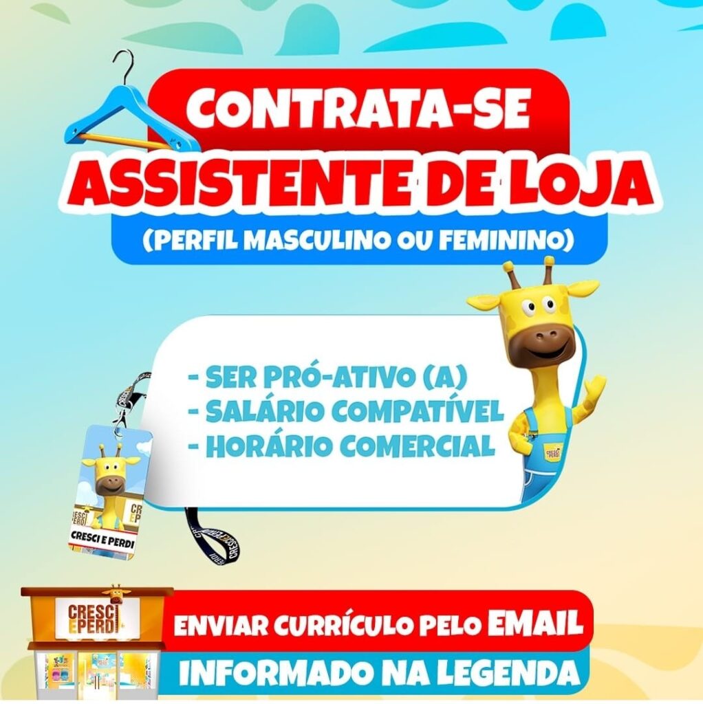 Vaga para Assistente de Loja