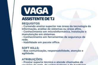 Vaga para Assistente de T.I