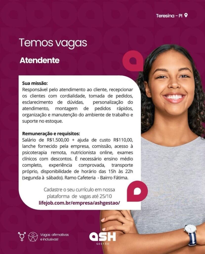 Vaga para Atendente